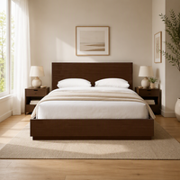 Cadre de lit moderne personnalisable Sigma 2026 avec tête de lit à panneaux, finition grain de bois brun foncé, mobilier de chambre