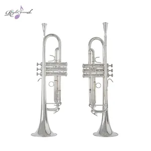 Atacado Alta Qualidade Prata-Plated Trumpet Instruments Bb Tone