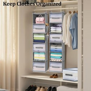 Organiseur de placard suspendu à 6 niveaux 33x15x85cm avec tiroirs et poches pour le rangement des vêtements, utilisation en chambre - Product Image 5