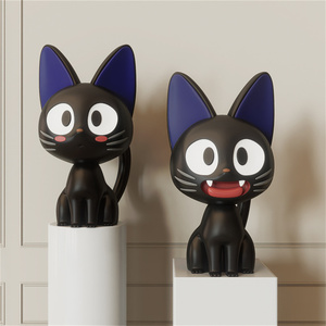 Sculpture de <span class=keywords><strong>chat</strong></span> noir en fibre de verre écologique personnalisée avec musique pour affichage intérieur, statue décorative mignonne de <span class=keywords><strong>dessin</strong></span> animé pour la vente au détail - Product Image 1