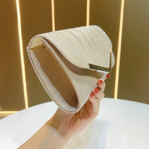 New Shiny Pleated Polyester Magnetic Buckle Princess <b>Clutch</b> Bag for Party Evening Tanjing - Product Image 2