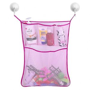 Modern Mesh <b>Bath</b> <b>Storage</b> Bag Foldable Hanging Bathroom Organizer with Round Suction Cup Hooks for Baby Toys and Sets - Product Image 5