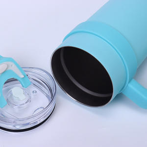 Gourde isotherme en acier inoxydable de 40 oz avec paille, bouteille d'eau portable, tasse de voyage isolée avec poignée pour voiture, flasque sous vide - Product Image 4