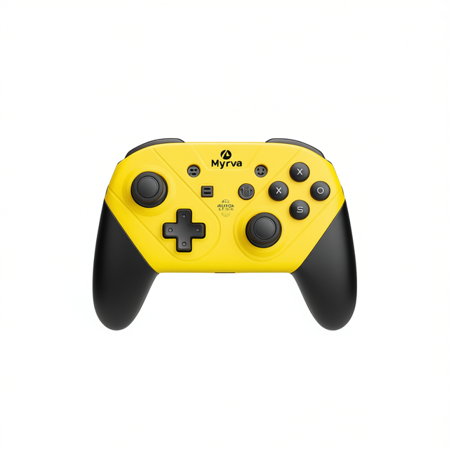 Myrva Wireless Game Controller For Nintendo Switch Yellow Dual Vibration Mobile Gaming Joystick With Ergonomic Design