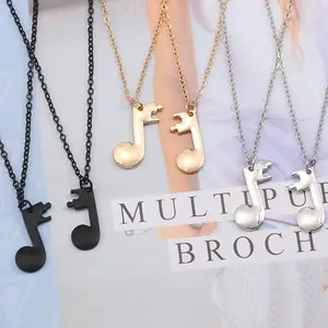 00290-11 European and American New Fashion Noble and Elegant Music Note Splice Sign Pendant Short Couple Necklace