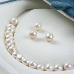 Perles d'eau douce naturelles de 9-10 mm, forme baroque légère, à deux côtés, trou latéral, bricolage, semi-finies, collier Zhuji, bracelet avec perles en vrac - Product Image 3