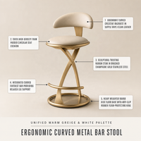 Tabouret de bar haut en acier inoxydable et cuir, style italien, luxe léger, minimaliste, moderne, sans accoudoirs, non pivotant, pour la maison et l'hôtel