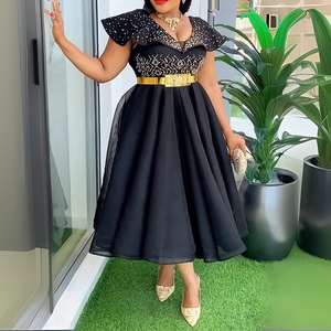 Abiti da donna <span class=keywords><strong>con</strong></span> scollo a V, sexy, <span class=keywords><strong>con</strong></span> <span class=keywords><strong>perline</strong></span> africane, a vita alta, <span class=keywords><strong>con</strong></span> cintura, Sehe Fashion - Product Image 2