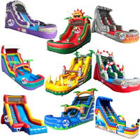 Toboggans aquatiques gonflables commerciaux de 18 pieds pour enfants et adultes, parc aquatique en PVC de 0,55 mm pour la location