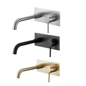 Wall Mount Basin Faucet Single Handle Stainless Steel Minimalist Design Ceramic Valve Core - Product Image 1