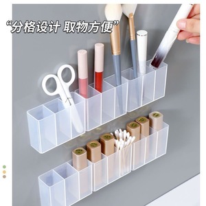 Three-Compartment Storage <b>Box</b> Transparent Desktop Organizer For <b>Makeup</b> Stationery Personal Care Items No Drill Installation - Product Image 5