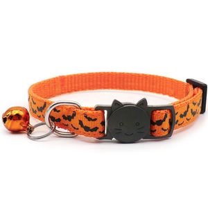 Collar de nailon colorido ajustable para mascotas con estampado de araña de calabaza de Halloween, anillo barato para perro y gato, decoración de remaches, correa para perro antipérdida - Product Image 2