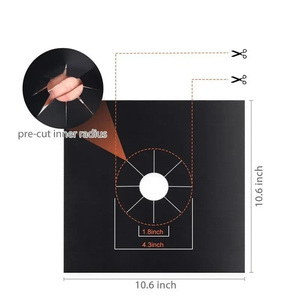 Protector de quemador de estufa de gas reutilizable, resistente al calor, antiadherente, de fibra de vidrio con revestimiento de PTFE, con logotipo personalizado de fábrica, color negro. - Product Image 4