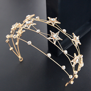 HX-016 venta al por mayor de moda novia accesorios novia corona de princesa de hadas pelo de cristal de joyería de estrellas diadema estrella Tiara - Product Image 1