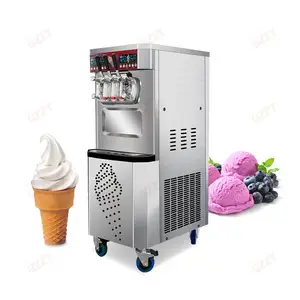 Mesin pembuat es krim sistem ganda, 4500W daya tinggi Icecream masker 3 rasa Italiano