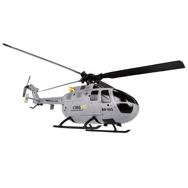 BO105 Helicopter Remote Control C186 PRO 2.4G 4CH 6-Axis Gyro Optical Flow Localization Flybarless RC Heli RTF Eachine E120