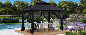 Pabellón de Jardín ABCCANOPY con Techo Rígido, Pabellón de Jardín para 4 Estaciones, Pabellón de Jardín con Techo Doble de Acero Galvanizado, Pérgolas - Product Image 6
