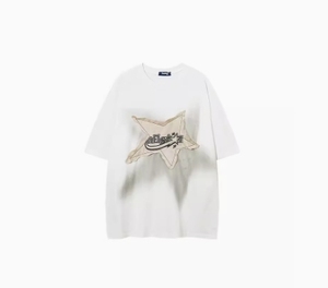 TシャツビンテージコットンTシャツ男性用オーバーサイズカスタムユニセックス特大プリントTシャツ夏 - Product Image 3