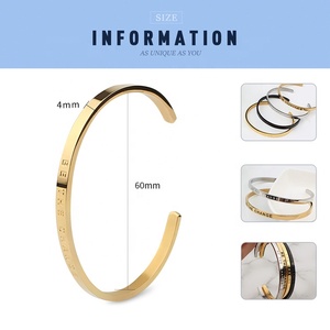 4MM Tùy Chỉnh Cá Nhân Thép Tích Cực Truyền Cảm Hứng Trích Dẫn Khắc Cuff Bracelet Bracelet - Product Image 2