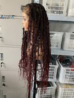 Perruque synthétique complète en dentelle LD036, style Locs africains, cheveux bouclés bohèmes, tresses papillon sans nœuds avec cheveux de bébé, taille ajustable, en stock