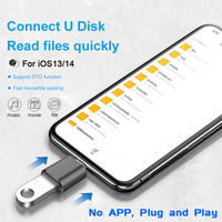 Adaptateur OTG USB 3.0 pour iPhone, sortie DC, compatible avec iPhone 14/13/12/11 Pro/XS Max et iPad, convertisseur de données 8 broches