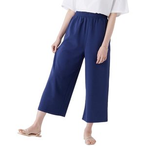 Pantalon à jambes larges pour femmes, taille élastique, couleur unie, décontracté, respirant, coupe ample, vêtements d'été - Product Image 1