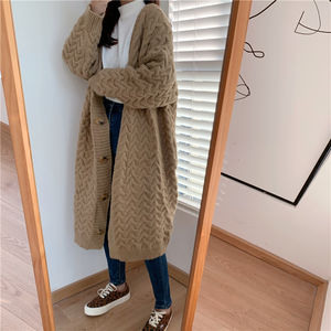 <strong>Best</strong>-Selling Korean Retro Twist Women's A/W Mid-length V-Neck Wool <strong>Cardigan</strong> Coat for Daily Errands - Product Image 6