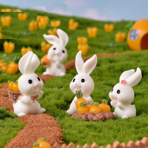 Decorazione Paesaggistica in Miniatura Rabbit Paradise, Adorabile Casa per Conigli con Cartone Animato di Coniglio Carota, in Resina per Giardino - Product Image 3