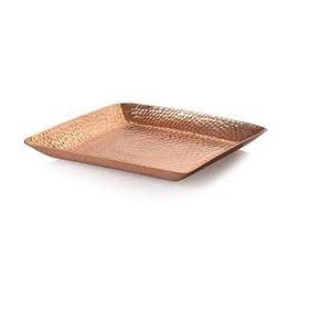 Bandeja de servicio con acabado brillante, bandeja de Metal chapada en cobre, restaurante, Hotel, Forma cuadrada, bandeja de servicio de Metal decorativa hecha a mano - Product Image 3