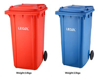 Poubelle à roulettes en plastique de 240 L avec couvercle, grande poubelle mobile d'extérieur, poubelle à roulettes robuste pour rue, communauté, parc