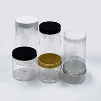 Pots cosmétiques en plastique PET pour crèmes de soin 100ml-300ml avec couvercles à vis ambrés/noirs/blancs, logo personnalisé imprimé en sérigraphie, MOQ 100