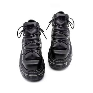 New Winter Punk Style Women's Slip-On <b>Flat</b> Platform Gothic Rock Boots Metal Decor <b>Pointed</b> <b>Toe</b> Sneakers - Product Image 1