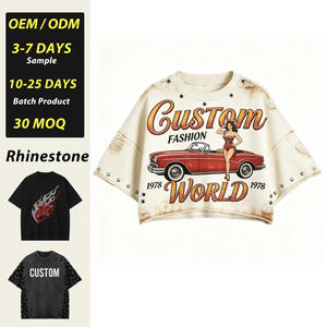 T-shirts amples et carrés en coton tricoté épais délavé à l'acide style vintage pour hommes, avec impression graphique DTG, vierges pour logo personnalisé, débardeurs - Product Image 1