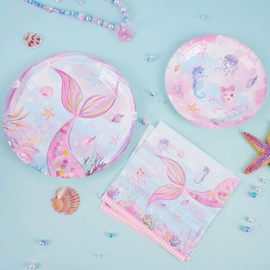 Juego de Vajilla para Fiesta de Cumpleaños de Sirena de 144 Piezas para 24 Personas con Platos, Servilletas, Vasos y Cubiertos, Gran Venta - Product Image 2