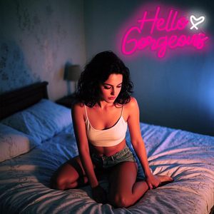 Letrero LED de Neón con la Frase 'Hello Gorgeous', Decoración Romántica para Pared, para Bodas, Compromisos, Aniversarios, Despedidas de Soltera, Propuestas de Matrimonio - Product Image 1