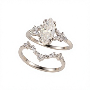 2 Carat Moissanite Marquise <b>Stacked</b> <b>Ring</b> S925 <b>Silver</b> Pave Setting GRA Certified Niche Dazzling Design Exquisite Luxurious High - Product Image 2