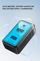 Pompe à air pour aquarium à diaphragme à fréquence variable, batterie au lithium rechargeable, double usage AC/DC, démarrage automatique, silencieuse, écran LCD, boîte