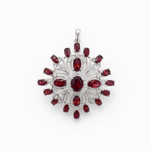 Garnet designer pendant in 925 sterling silver with rhodium plating <b>crystal</b> jewelry gemstone pendants <b>gift</b> a garnet - Product Image 2