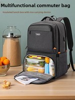 Sac à dos thermique unisexe pour employés de bureau, sac à lunch pour ordinateurs portables, compartiment pour ordinateur portable de 15 pouces avec fermeture éclair