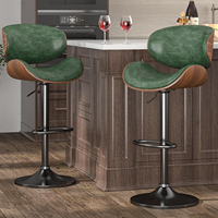 Chaise de bar en cuir réglable sur mesure avec pieds en acier pour cuisine, salle à manger ou comptoir de bar rotatif de centre commercial