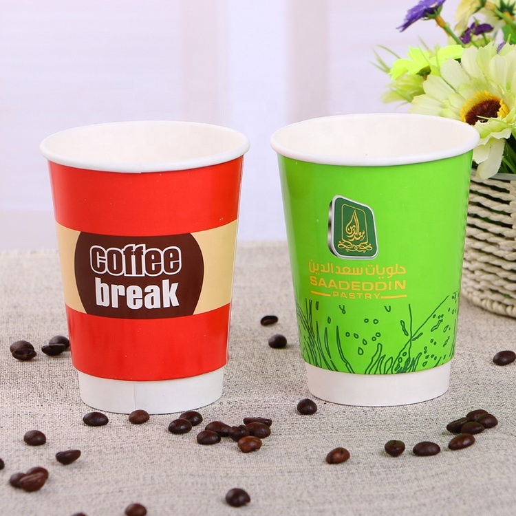 Gobelets à café jetables avec Double mur, couleurs personnalisées, Logo imprimé, environnemental, vente en gros, pièces