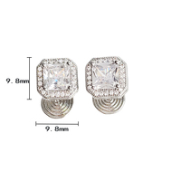 Mode 2026 – Clips d'oreille invisibles carrés, étanches, plaqués rhodium, avec zircone cubique, style « Old Money » et « Quiet Luxury », pour mariage, vente en gros, directement de l'usine