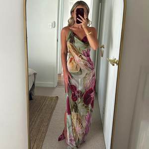 Sisterlinda ชุดเดรสเปิดหลังแขนยาวถึงข้อเท้าชุดเดรสสตรีทเซ็กซี่เสื้อคลุมแฟชั่นโชว์หลังเข้ารูปผ่าหน้าสำหรับเด็กผู้หญิง - Product Image 1