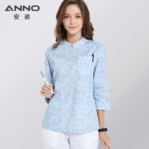 T-shirts Anno, coupe classique, uniforme médical d'hôpital, blouses médicales personnalisées pour infirmières, col mandarin, fermeture à boutons - Product Image 4