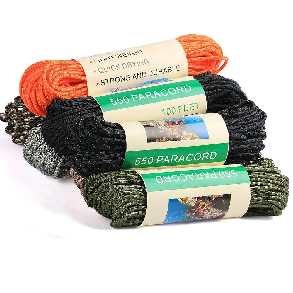 KongBo Outdoor 30m 50m100m 100feet 7 9 11 Strand Core 1mm 2mm 3mm 4mm 6mm 8mm Nylon Polyester 550 Paracord Parachute Rope Cord