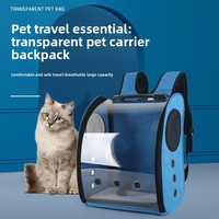 Nouveau sac à dos portable pour animaux de compagnie en tissu Oxford respirant pour chat et chien, grande capacité, fermeture éclair, capsule spatiale transparente