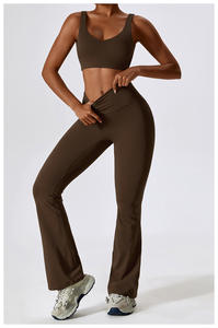 <strong>Custom</strong> High Elastic Breathable 4 Piece <strong>Bra</strong> Long Sleeve Flare Leggings Yoga Set Yoga Outfit Women Sets - Product Image 5