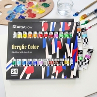Le set de peintures acryliques les plus populaires, solubles dans l'eau, 12 ml, 24 couleurs, pour l'art sur verre et papier, avec logo personnalisé