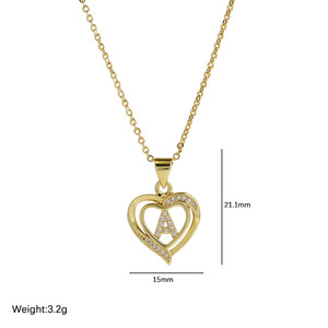 Collana con Ciondolo a Forma di Cuore con Iniziale in Lettere, Placcata in Oro 18K con Micro Pavé di Zirconi, Gioiello d'Amore NZ1608 per Donne - Product Image 6