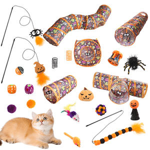 ชุดอุโมงค์แมวฮาโลวีน ของเล่นสัตว์เลี้ยง - ชุดอุโมงค์แมวผี 14 ชิ้น ของเล่นแมวทนต่อการขีดข่วนและการกัด ของเล่นสัตว์เลี้ยงแบบอินเทอร์แอคทีฟ - Product Image 1